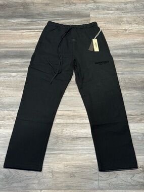 ESSENTIALS Men's Black Elastic-Waist Joggers